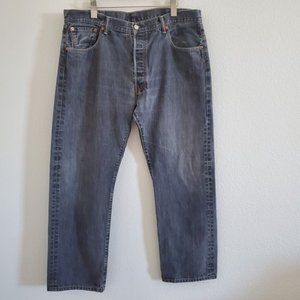 Button Fly Jeans 40x30 Men's Gray Straight Leg Pockets Classic Denim
